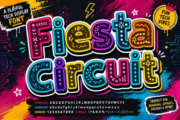Fiesta Circuit: The Ultimate Creative Font for Digital Designs